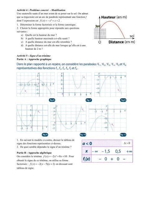 ActivitÃ©s et exercices-Second degrÃ©