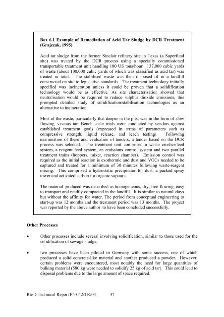 Land Contamination: Technical Guidance on Special Sites: Acid Tar ...