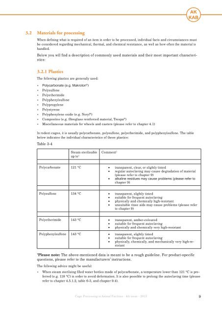 CAGE PROCESSING in Animal Facilities - GV-SOLAS