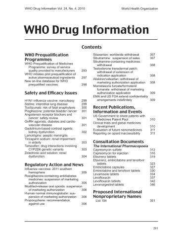 WHO Drug Information Vol. 24, No. 4, 2010