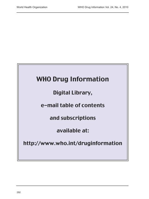 WHO Drug Information Vol. 24, No. 4, 2010