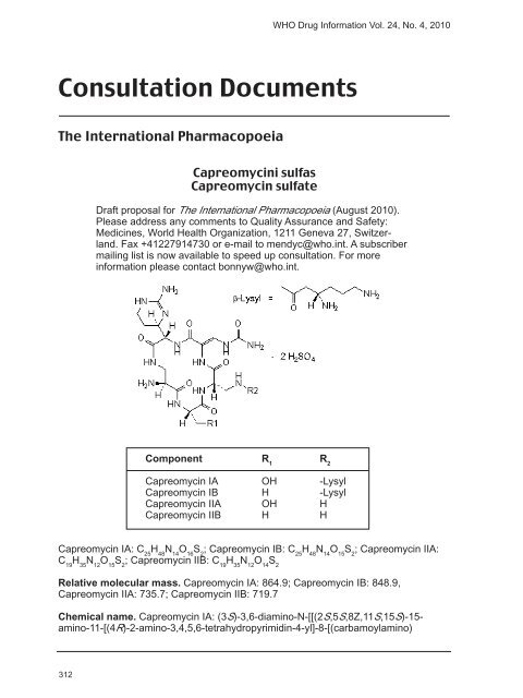 WHO Drug Information Vol. 24, No. 4, 2010