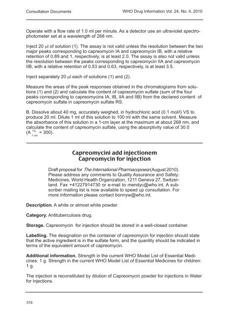 WHO Drug Information Vol. 24, No. 4, 2010