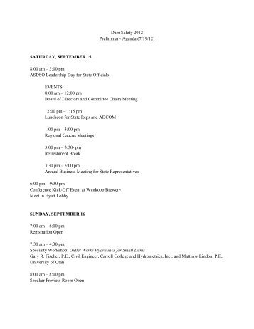 conference agenda - Association of State Dam Safety Officials