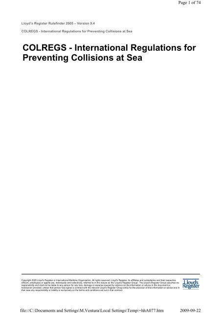 COLREGS - International Regulations for Preventing Collisions at Sea