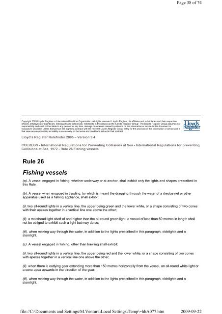 COLREGS - International Regulations for Preventing Collisions at Sea