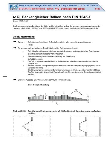 41Q Deckengleicher Balken nach DIN 1045-1