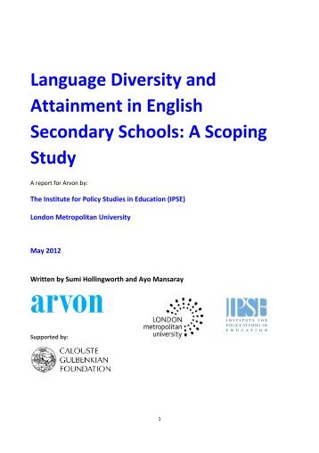 Language Diversity and Attainment in English Secondary Schools: A ...