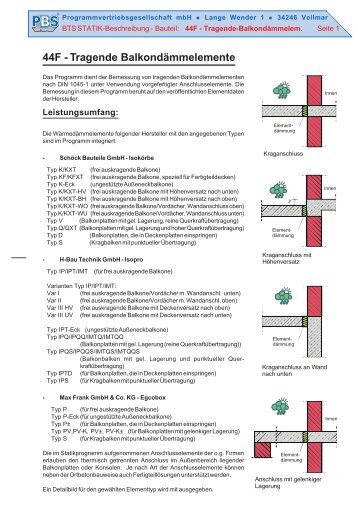 44F - Tragende Balkondämmelemente - PBS Programmvertriebs ...