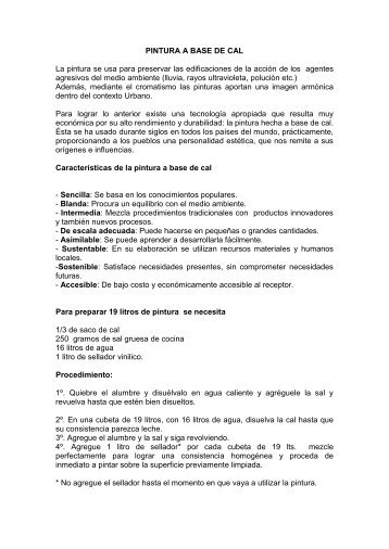 PINTURA A BASE DE CAL La pintura se usa para ... - Anfacal