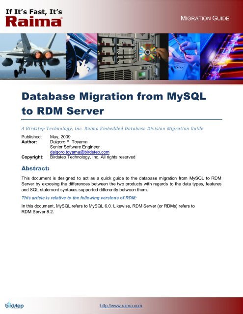 Database Migration from MySQL to RDM Server - Embedded Tools ...