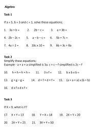 Algebra worksheet - Guide for the 11 Plus