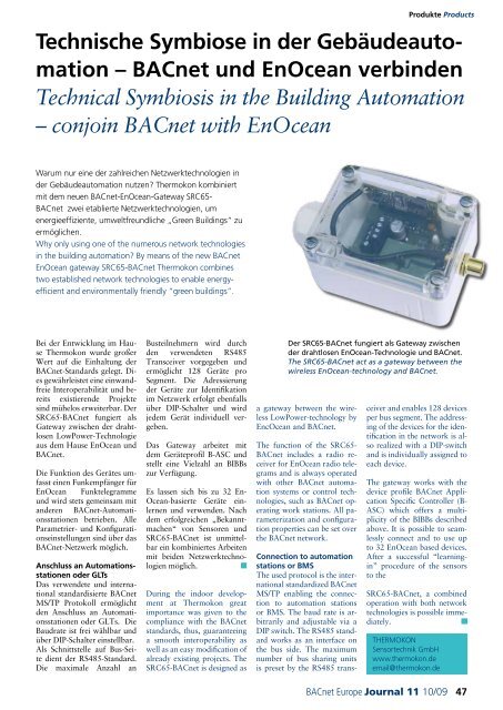 PDF: BACnet Europe Journal 11 - 10/09