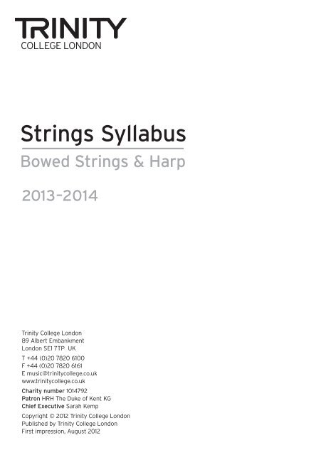 Strings Syllabus - Trinity College London