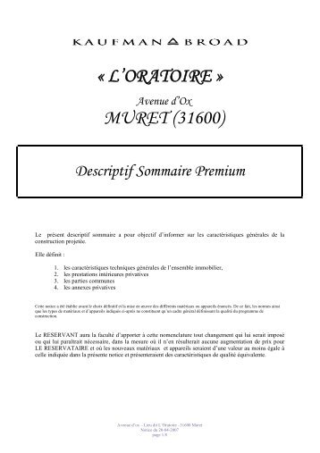 Â« L'ORATOIRE Â» MURET (31600) - Kaufman & Broad