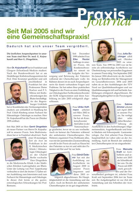 Ausgabe 5 / 2006 - Onkologische Schwerpunktpraxis Darmstadt