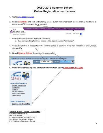 OASD 2013 Summer School Online Registration Instructions
