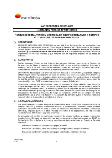 antecedentes generales licitacion pública nº tr31031559 - Enap
