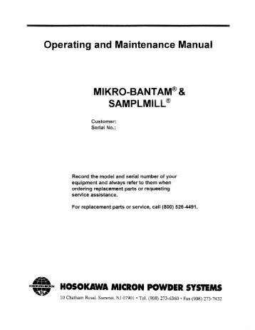 MIKRO_BANTAM_ SAMPLMILL.pdf - Hosokawa Micron Powder ...