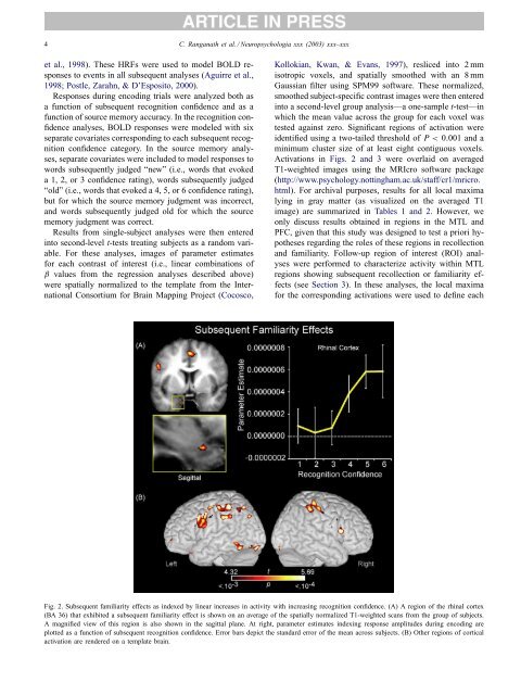 Dissociable correlates of recollection and familiarity ... - ResearchGate