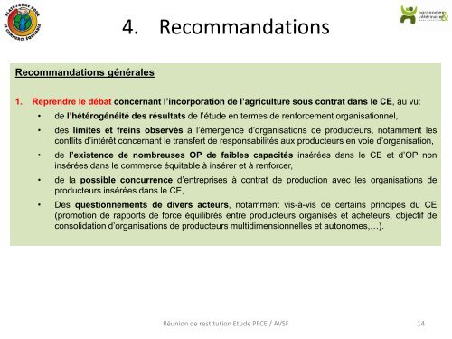 présentation par AVSF - la Plate-Forme pour le Commerce Équitable