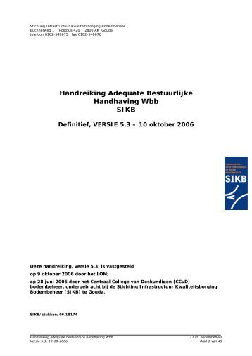 Handreiking adequate bestuurlijke handhaving Wbb SIKB (pdf)