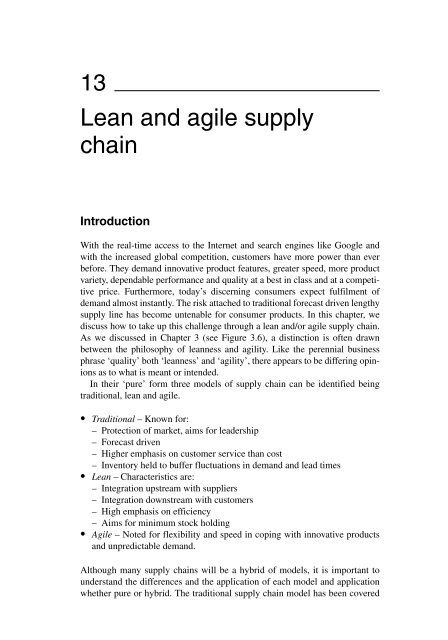 Lean and agile supply chain (PDF) - Fachmann &amp; Hunter
