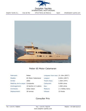 Petter 65 Motor Catamaran Consulter Prix - Dolphin Yachts