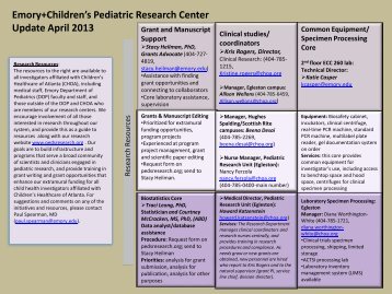 Emory+Children's Pediatric Research Center Update April 2013