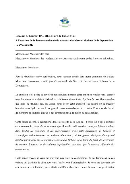 Discours du 29-04-12 (pdf - 100,89 ko) - Ballan-MirÃ©