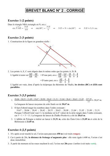 BREVET BLANC NÂ° 2 : CORRIGÃ - CAPES de Maths