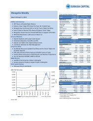 Mongolia Weekly: 4 April 2011 - Eurasia Capital