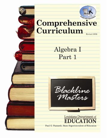 Algebra I Part 1 Blackline Masters