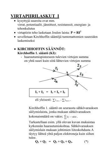 VIRTAPIIRILASKUT I