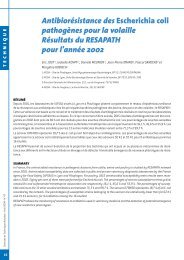 Antibiorésistance des Escherichia coli pathogènes pour la volaille ...