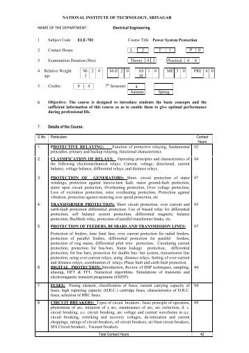 Syllabus (7th Semester) - NIT Srinagar