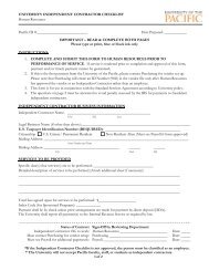 Independent Contractor Checklist - University of the Pacific