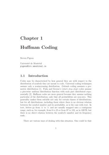 Chapter 1 Huffman Coding - Steven Pigeon