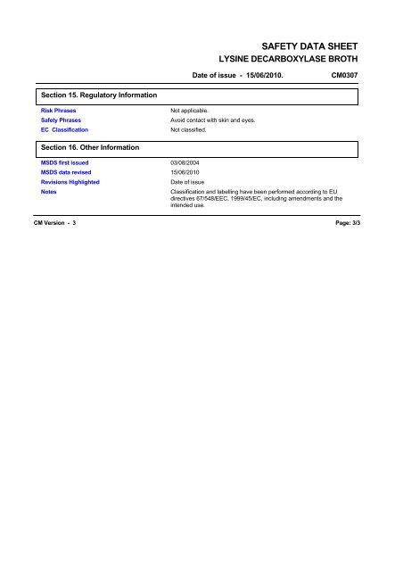 7727 LYSINE DECARBOXYLASE BROTH (English (GB ... - Oxoid