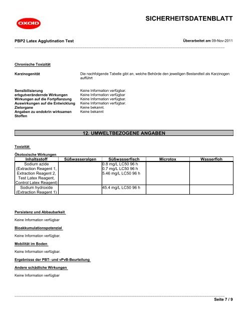 sicherheitsdatenblatt - Oxoid