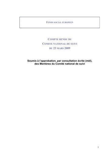 Soumis Ã  l'approbation, par consultation Ã©crite (mÃ¨l), des ... - FSE