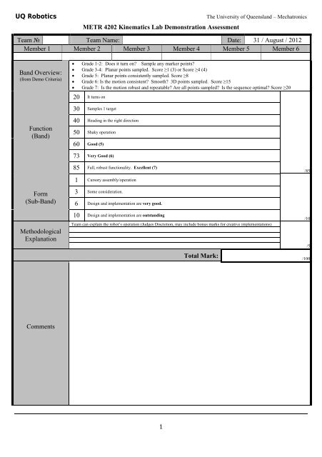 Grading Sheet (PDF) - Robotics Design Lab - University of ...