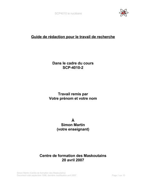Travail de datation de carbone