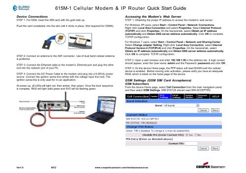 Elpro Router Elpro 615M-1 Cellular Modem & IP Router Quick Start ... - TABATEQ