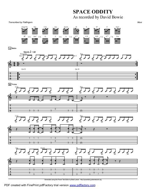 "Space Oddity" (PDF) - Guitar Alliance