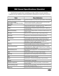 RHI Vessel Specifications Checklist