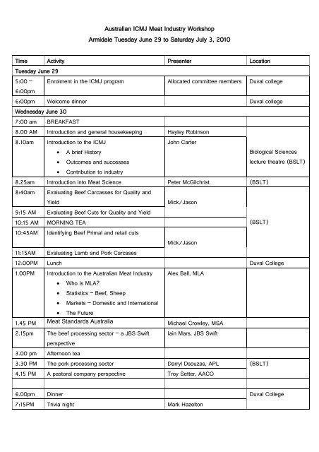 Australian ICMJ Meat Industry and Meat Science Workshop