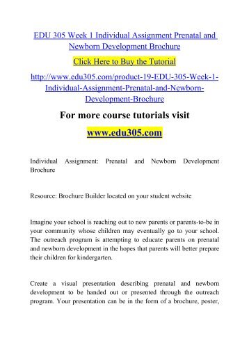 EDU 305 Week 1 Individual Assignment Prenatal and Newborn Development Brochure.pdf