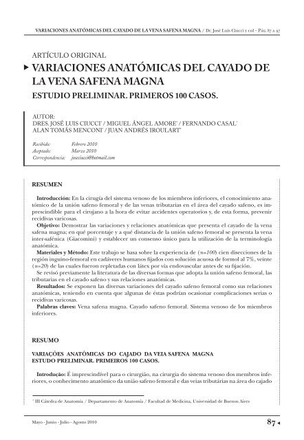 variaciones anatÃ³micas del cayado de la vena safena ... - caccv.org.ar