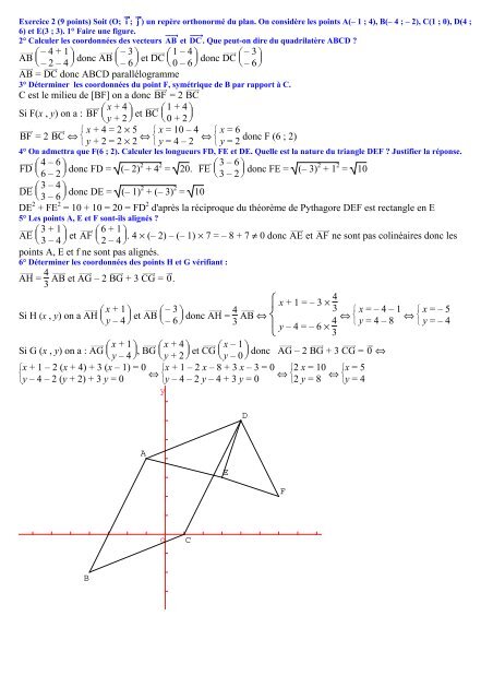 Devoir surveillÃ© nÂ°10 Exercice 1 ( 7 points) : Soit un ...